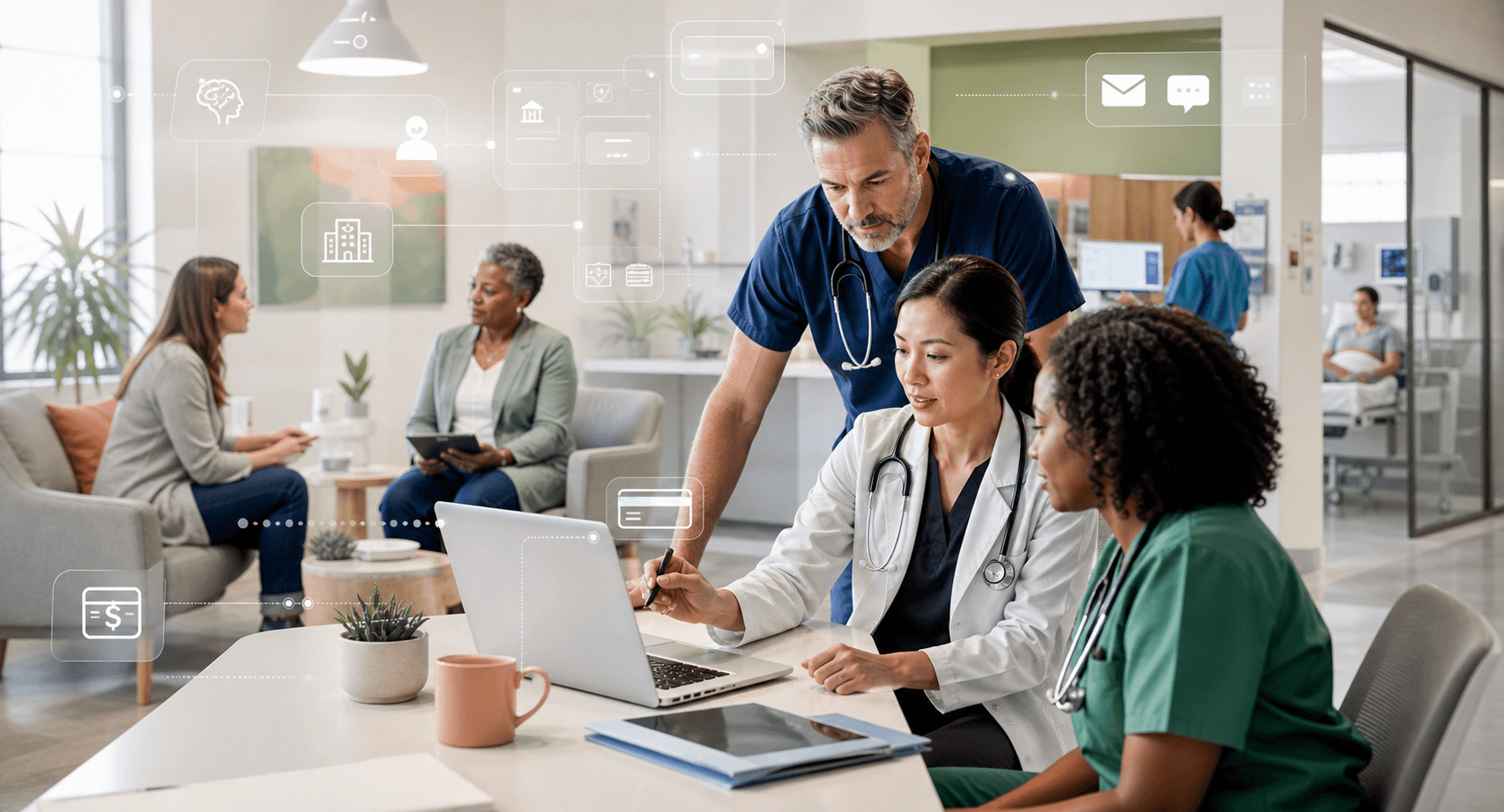 Healthcare professionals using technology across behavioral health and inpatient care